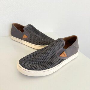 Olukai Women's Pehuea Canvas Slip On Shoes Sneaker Convertible Mule Gray Size 8